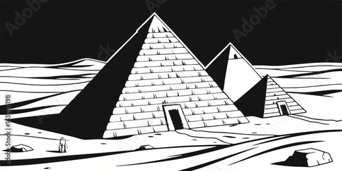 Pyramids of Giza Silhouette – Iconic Egyptian Landmark Illustration

