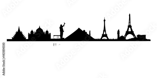 Pyramids of Giza Silhouette – Iconic Egyptian Landmark Illustration

