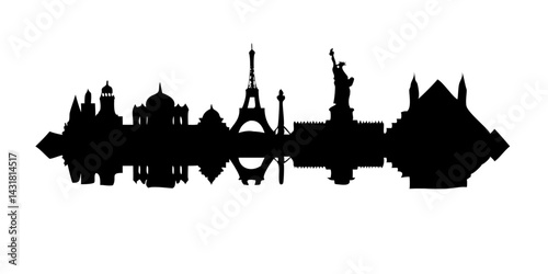 Pyramids of Giza Silhouette – Iconic Egyptian Landmark Illustration

