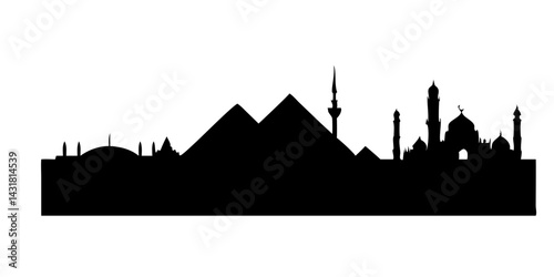 Pyramids of Giza Silhouette – Iconic Egyptian Landmark Illustration

