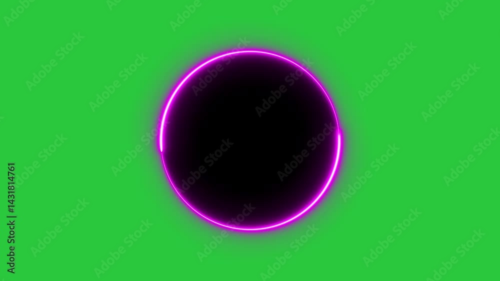 Colorful frame with green screen. green screen green background and green box neon lights effect. neon line frame with green screen.