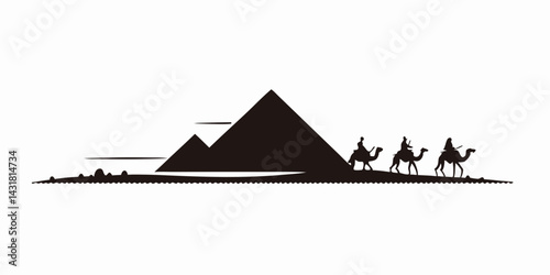 Pyramids of Giza Silhouette – Iconic Egyptian Landmark Illustration

