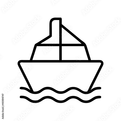 Boat cruise ship vector icon line drawing simple design for travel vacation and maritime themes design