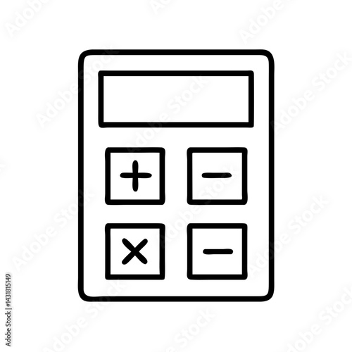 Calculator icon vector outline illustration for math calculation accounting finance tool