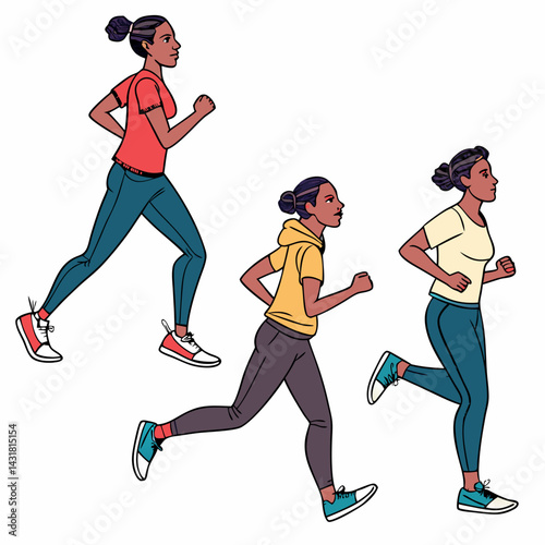 Dynamic-jogger-poses High-Quality Digital Running Graphic Design