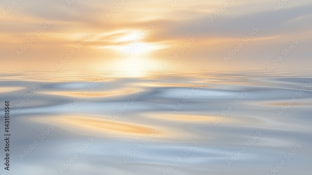 Gentle, pastel hues paint a serene sunrise over calm water. Gentle, pastel hues paint a serene sunrise over calm water.