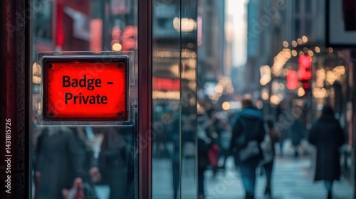 Wallpaper Mural Private access sign, city street, blurred crowd, daytime Torontodigital.ca