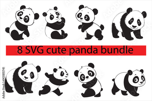 A black silhouette of cute panda.