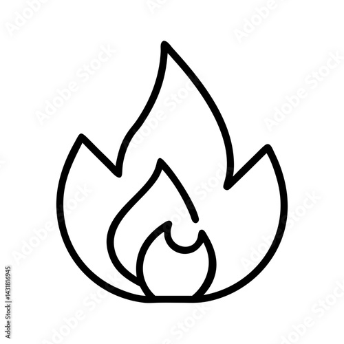 Fire flame outline icon vector illustration hot burn bonfire energy symbol design element graphic