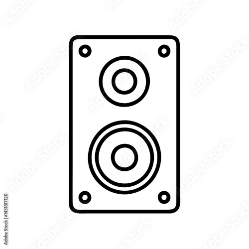 Sound system speaker audio music stereo equipment technology line art vector illustration