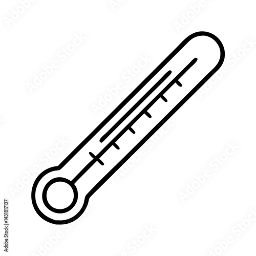 Thermometer illustration: medical device for measuring temperature, fever, health checkup icon