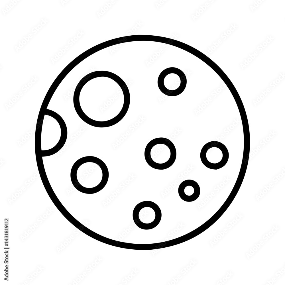 Outline moon with craters vector illustration celestial body astronomy space exploration lunar surface icon Outline moon with craters vector illustration celestial body astronomy space exploration lunar surface icon