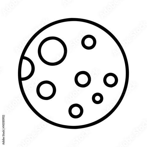 Outline moon with craters vector illustration celestial body astronomy space exploration lunar surface icon