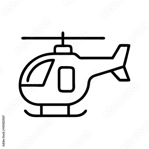 Simple helicopter outline vector illustration for aviation transport and travel designs use