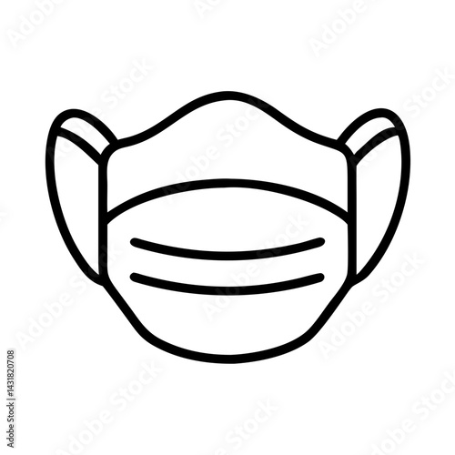 Protective face mask outline drawing for virus protection and health safety medical equipment