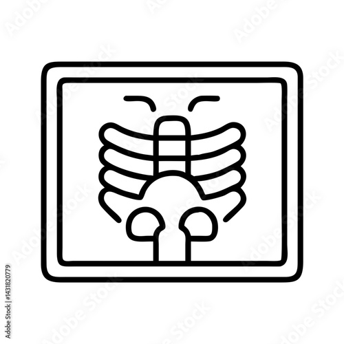 X ray scan of human chest and ribs for medical diagnosis and health care illustration concept