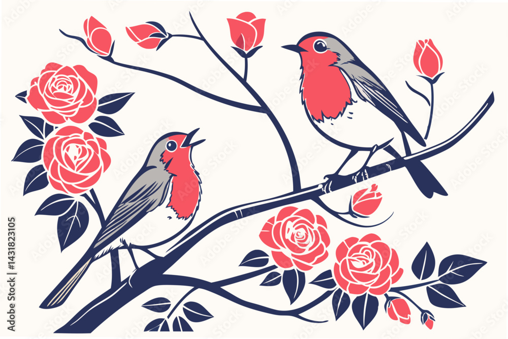 Fototapeta premium birds on a branch