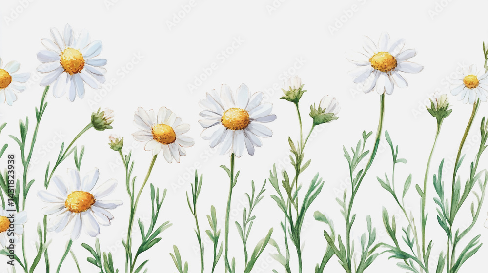 Elegant wedding invitation card background . Minimal hand painted watercolor Chamomile flowers texture template background. Design for wedding, vip cover, poster, rsvp moderncard.Valentine's Day Elegant wedding invitation card background . Minimal hand painted watercolor Chamomile flowers texture template background. Design for wedding, vip cover, poster, rsvp moderncard.Valentine's Day
