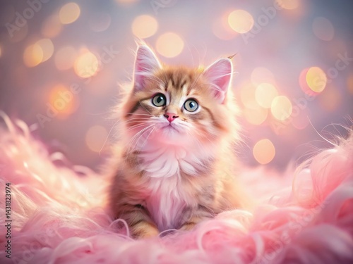Pink Cat Wallpaper: Pastel Dreamy Kitten Background for Phone or Desktop