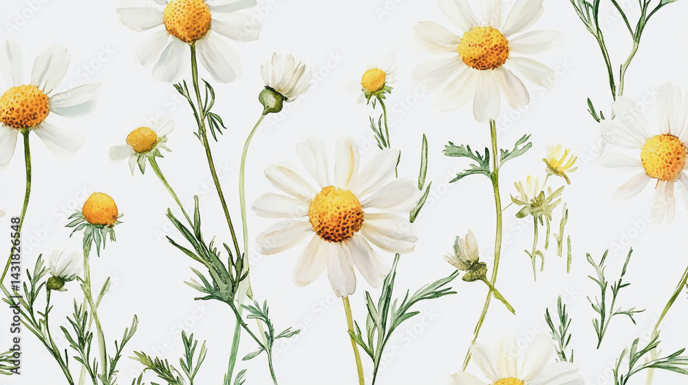 Elegant wedding invitation card background . Minimal hand painted watercolor Chamomile flowers texture template background. Design for wedding, vip cover, poster, rsvp moderncard.Valentine's Day Elegant wedding invitation card background . Minimal hand painted watercolor Chamomile flowers texture template background. Design for wedding, vip cover, poster, rsvp moderncard.Valentine's Day
