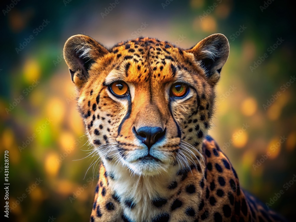 Obraz premium Powerful Cheetah Head Mascot Logo Design, Panoramic Wildlife Photography