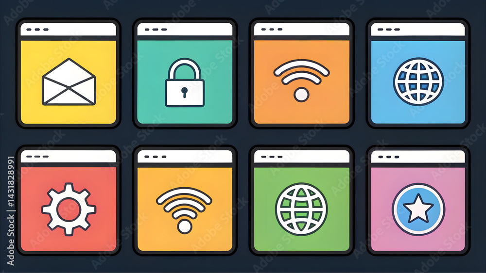 Set sticker designs web browser Set sticker designs web browser
