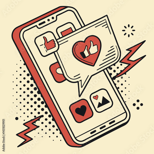 Mobile Phone Notifications – Pop Art Concept