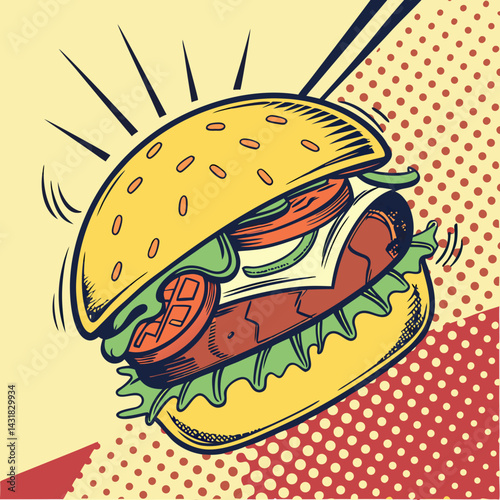 Pop Art Cheeseburger Vector