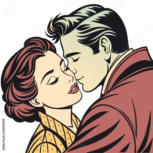 Romantic Couple Kissing – Pop Art Retro Style