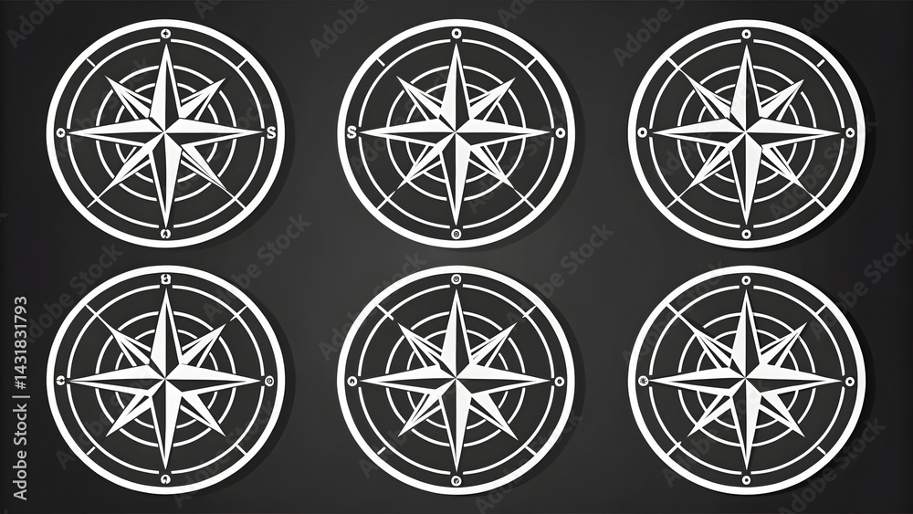 Set die sticker designs compasses with Set die sticker designs compasses with