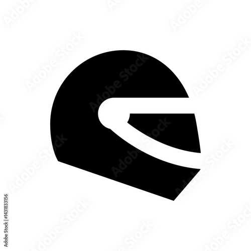 Illustration of a black motorcycle helmet with a white visor on a white background in a simple style
