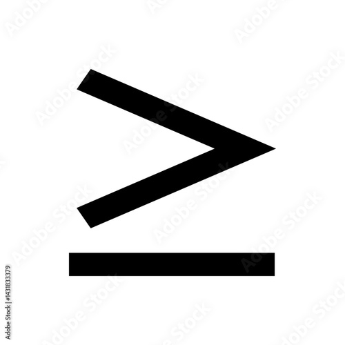 Greater than or equal to symbol represented by a black angle and a black horizontal line below it
