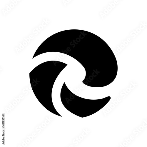 Abstract circular design featuring curved shapes in black and white creating a dynamic composition