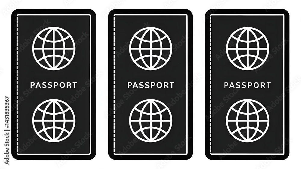 Set die sticker designs passports with