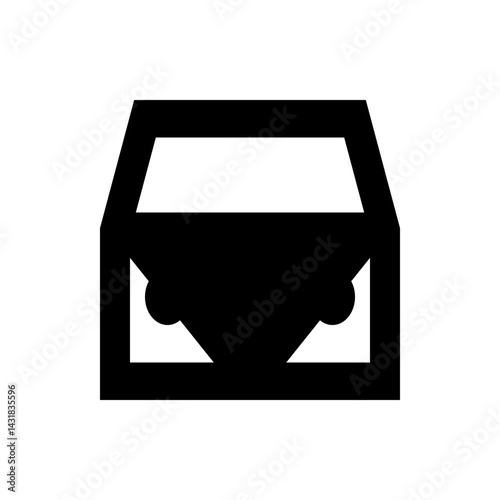 Simple black car front view icon with headlights and windshield in a minimalist style design element