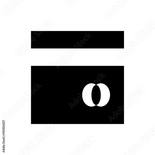 Black and white graphic featuring two overlapping circles and a horizontal bar at the top of the image