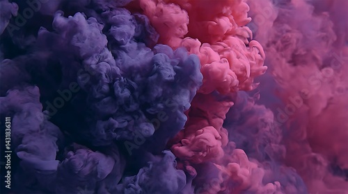 Abstract Ink Blot in Violet and Pink