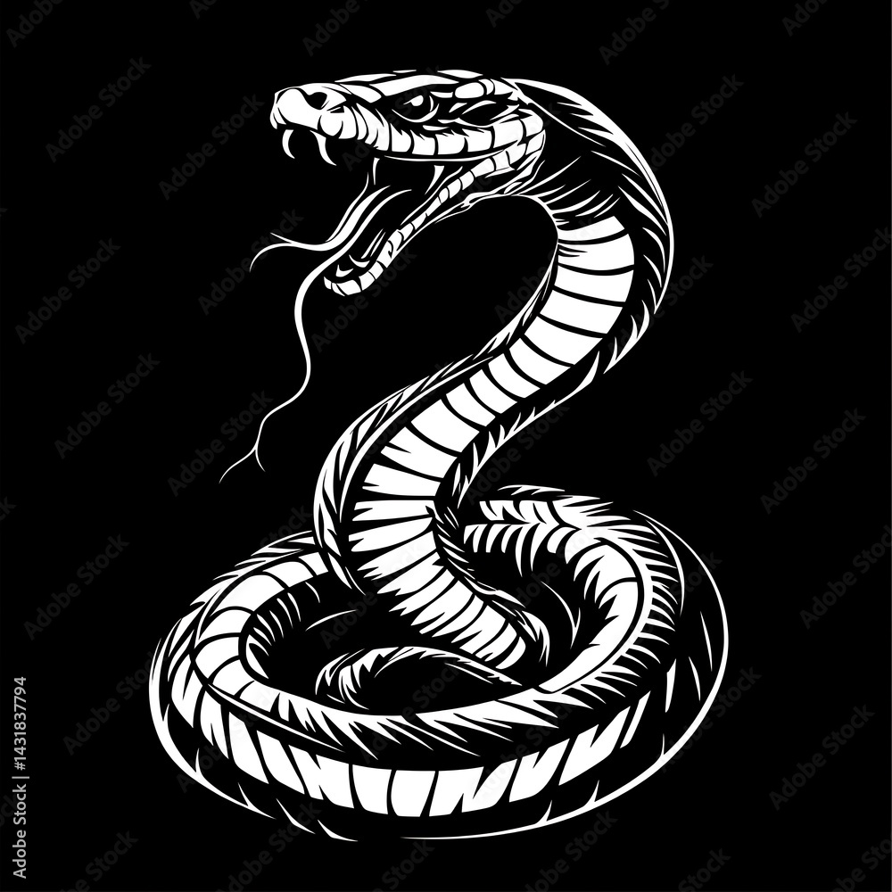 Fototapeta premium Powerful cobra illustration in bold graphic style.