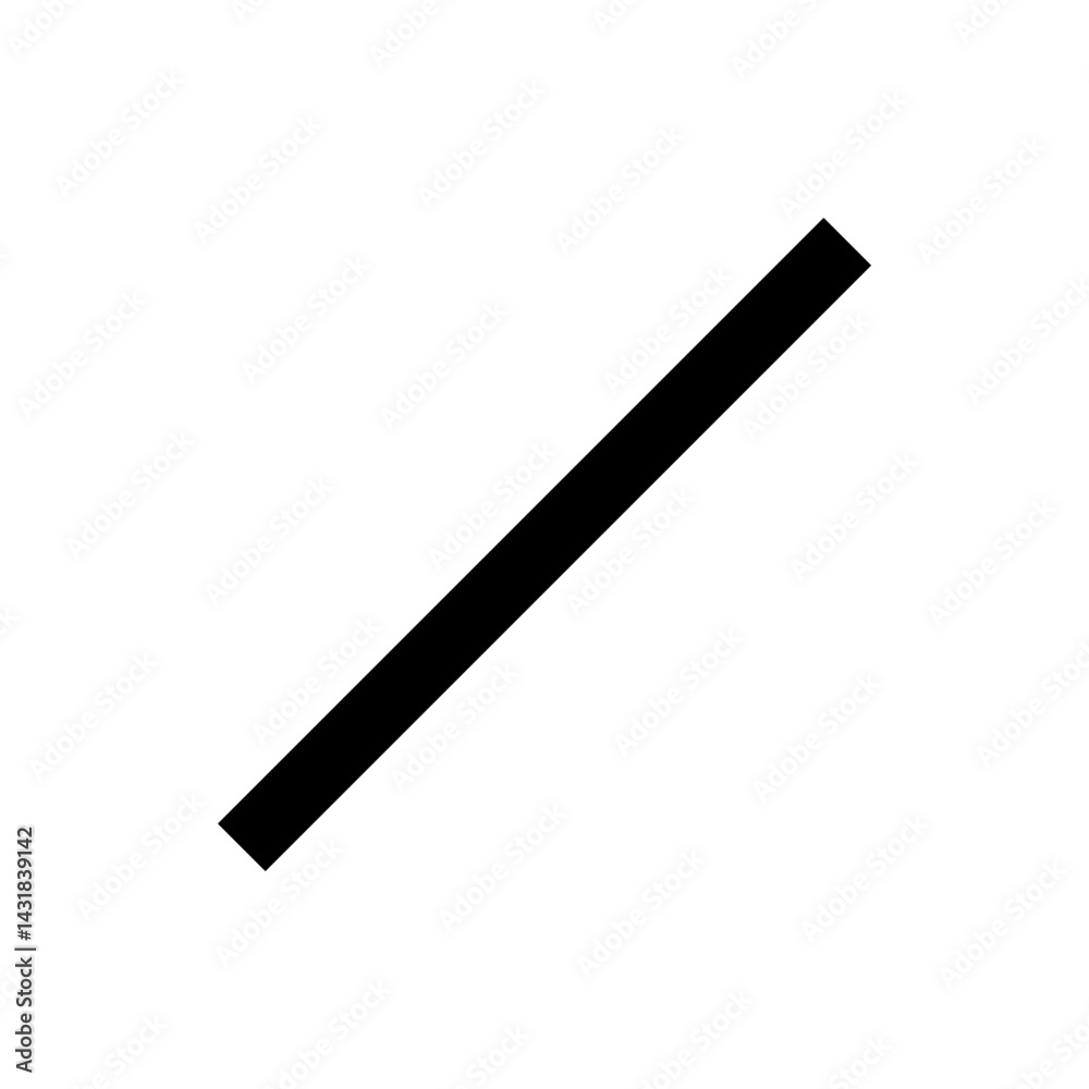 Black diagonal line extending from the upper right to the lower left on a white background plain view Black diagonal line extending from the upper right to the lower left on a white background plain view