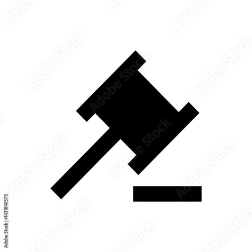 Illustration of a black gavel striking sound block representing justice and legal proceedings in court