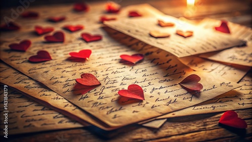 Romantic Valentine's Day Love Letter with Scattered Hearts