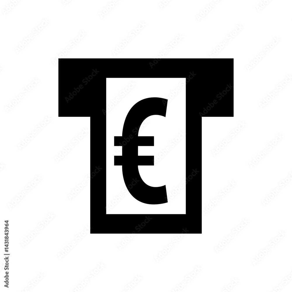 A bold euro symbol rendered in black against a white backdrop framed by a black border design element A bold euro symbol rendered in black against a white backdrop framed by a black border design element