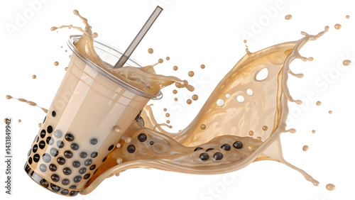 Boba tea fabric style whit