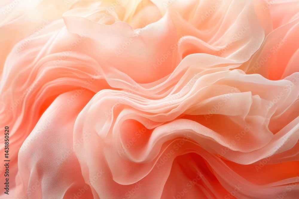 Fototapeta premium Delicate, flowing fabric with a soft peachy hue.