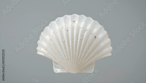 White elegant sea jacobean scallop shel isolated on transparent background photo