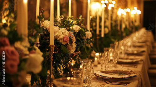 Grand dinner holiday celebration, luxury table setting decor, tablescape formal event decoration for wedding, Christmas, New Year, family anniversary, English country and home style idea
