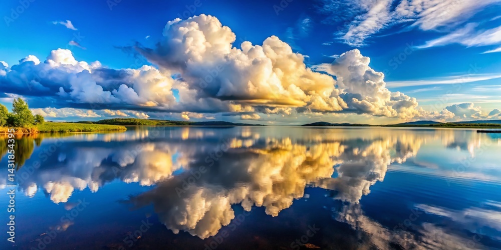 Serene Cloudscape: Stunning Reflection of Clouds in Calm Water