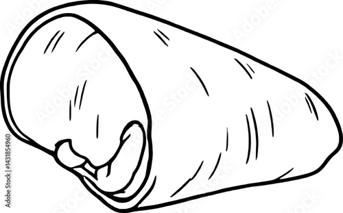 Simple Line Drawing Of A Rolled Burrito Mexican Food
