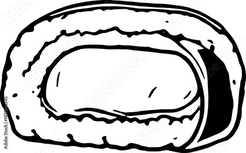 Simple Line Drawing Of A Single Sushi Roll