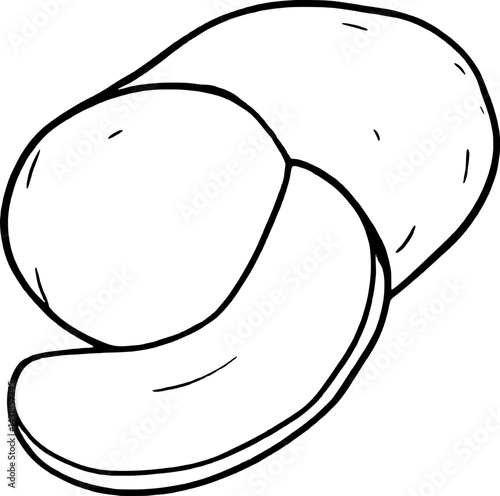A Simple Drawing Of A Whole Potato And A Slice